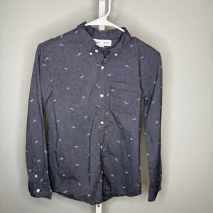 Boys Old Navy Paper Airplane Print Button Up Long Sleeve Collar Size‎ XL 14/16